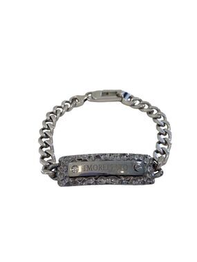 Morellato Stainless Steel Mens Chain Bracelet With Hammered Plate Design